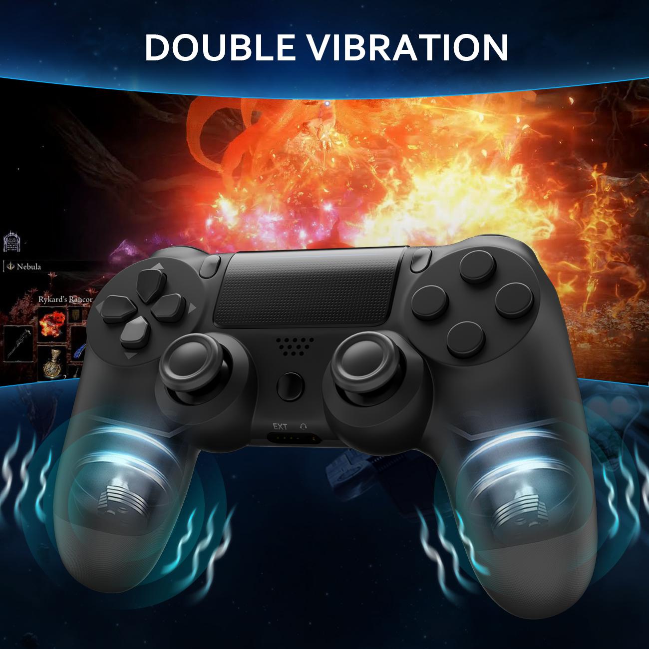 2 Pack Wireless Game Controller for PS4/PC/Android/iOS, With Double Vibration, Six Axis Gyro, Classic layout, Touch Pad, Speaker, PS4 accessories