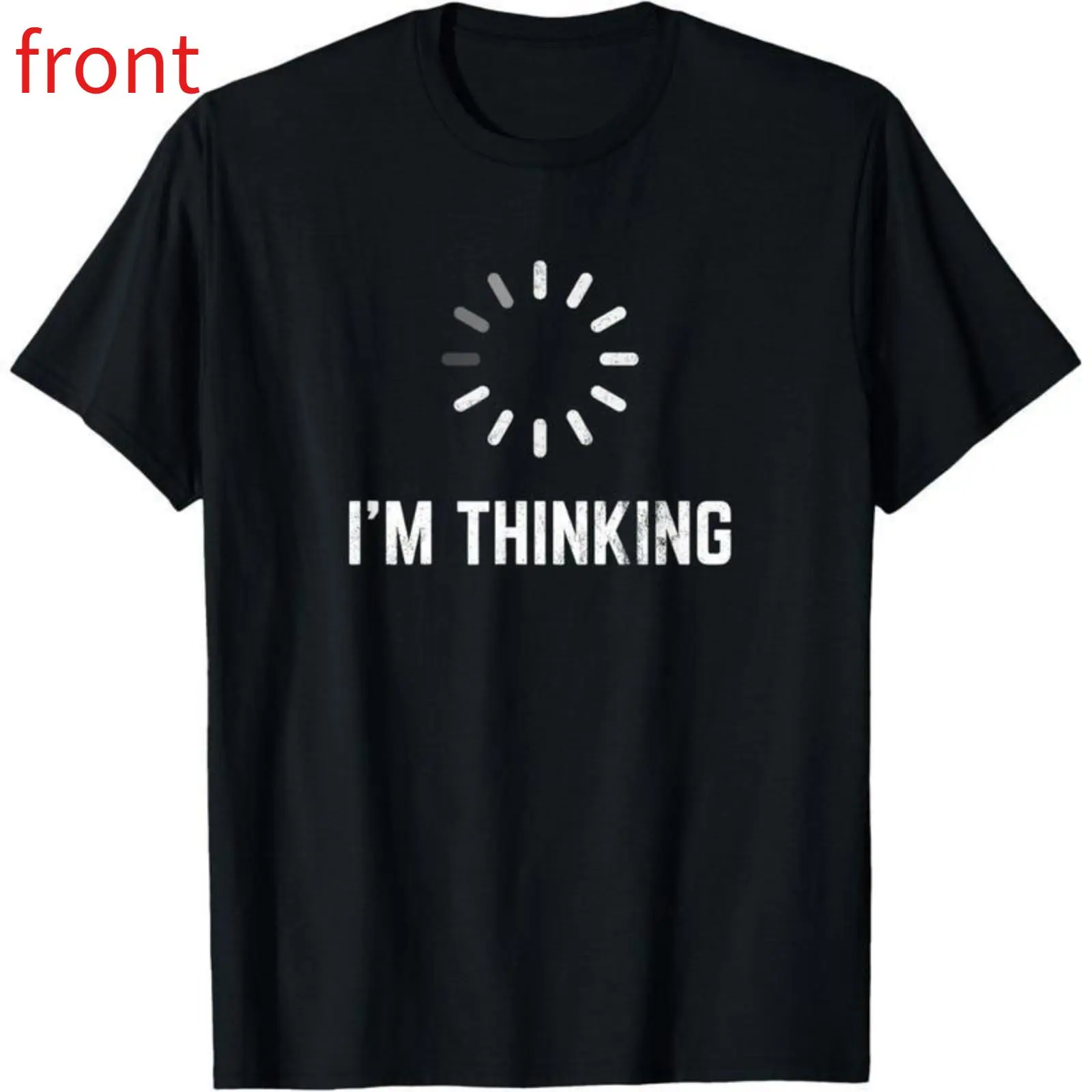 Men's "I'm Thinking" Programmer Cotton Short-Sleeve T-Shirt - Nerdy Funny Geek Top Apparel, Tshirt, Shortsleeve, Casual, Unisex, Menswear, Round Neck, Graphic Print, Nerdy Humor, Long-Lasting Ink, Fitted Cut