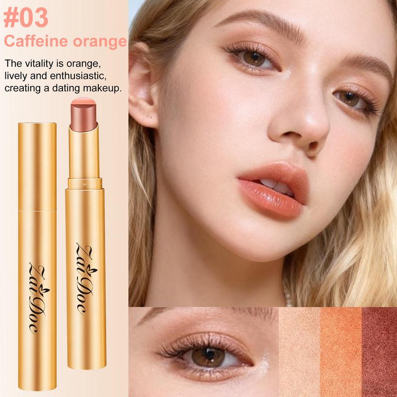 3-in-1 ZaiDoc Easy Eyeshadow Stick for Beginners,SmudgeProof in Seconds, One-Stroke Application,Creamy Shimmer Trio Eyeshadow Stick Waterproof Longwear Liquid Eyeliner Color Changing Lip Oil Trio Waterproof Shiny Diamond Eyeshadow