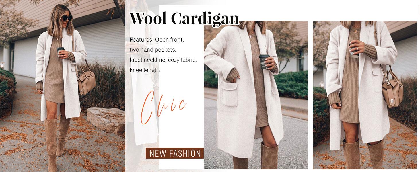 Tanming Women's Long Cardigan Wool Coat Open Front Pockets Warm Lapel Jacket Coat Fall Outerwear Casual FallFreshness Tanming Women's Long Cardigan Wool Coat Open Front Pockets Warm Lapel Jacket Coat Fall Outerwear Casual FallFreshness