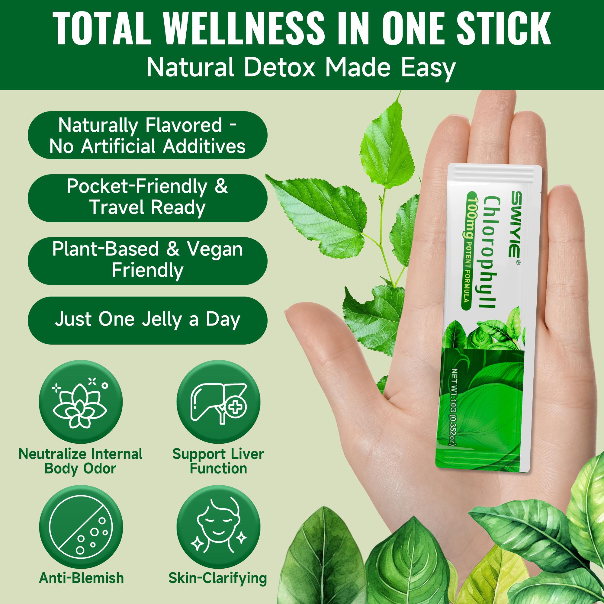 Swiyie Chlorophyll Jelly – Skin Clarity & Liver Support –, 30 Pack Edible Healthcare Fitness Dietary Natural Plant-Based, Portable, Vegan-Friendly
