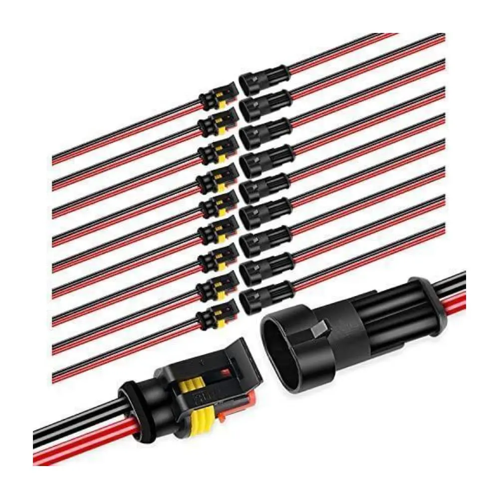 Nilight 50020R 2-Pin 16AWG Waterproof Seal Quick Connect Connectors, 1.5mm Series PA66 Nylon Terminal Connectors, 10-Pack, Marine Use, 2-Year Warranty, Durable Reliable Build, Durable Reliable Connectors, Quick Connect Connector