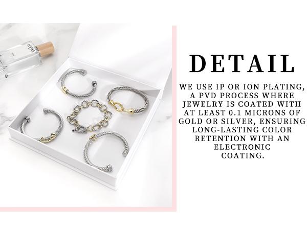 Free Gift Box Included | Aprilery 5PCS Stackable Twisted Cable Bracelet Set – Adjustable Two-Tone Cuff & Chain Link Design Jewelry for Women