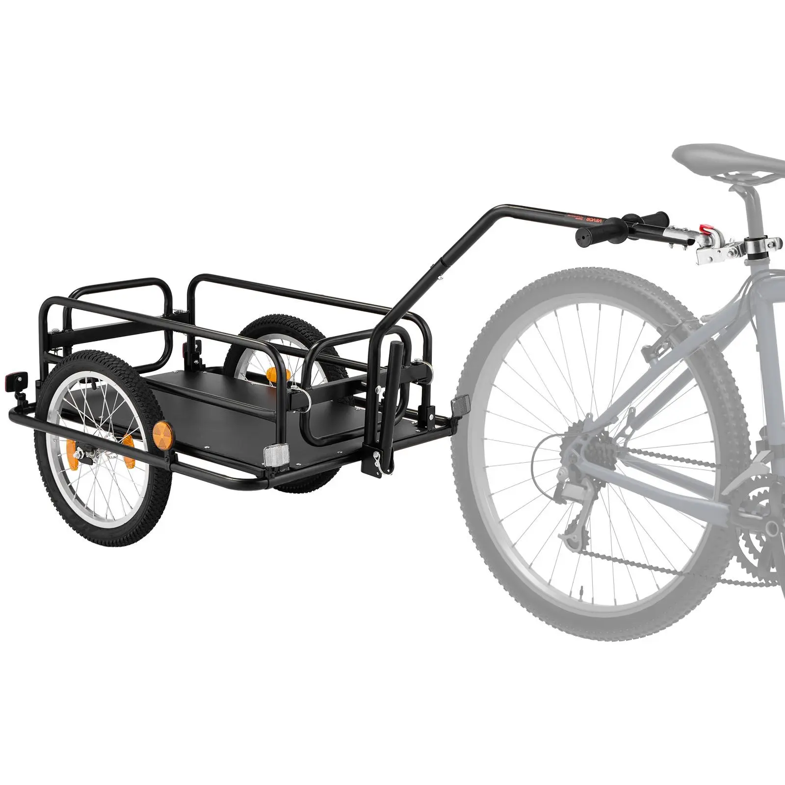VEVOR Bike Cargo Trailer 88 lbs Load 2-in-1 Pushcart Folding Bicycle Wagon, Heavy-Duty Cart with 16-Inch Wheels, Reflectors, Carbon Steel Frame, Foldable Compact Storage, Fits 22-28 in Bike Wheels