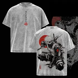 Kakashi Hatake Tee Washed Vintage Naruto Anime Oversize Streetwear Sharingan Ninja Graphic Shirt Unisex Heavyweight Cotton Top Gift for Anime & Manga Fans