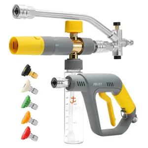 JOEJET Pressure Washer Gun with Mini Foam Cannon Dual Connector, Dual-Purpose Switch Spray Gun with 5 Power Washer Nozzle Tips, Dual Wand Foam Cannon, 1/4” Quick Connector