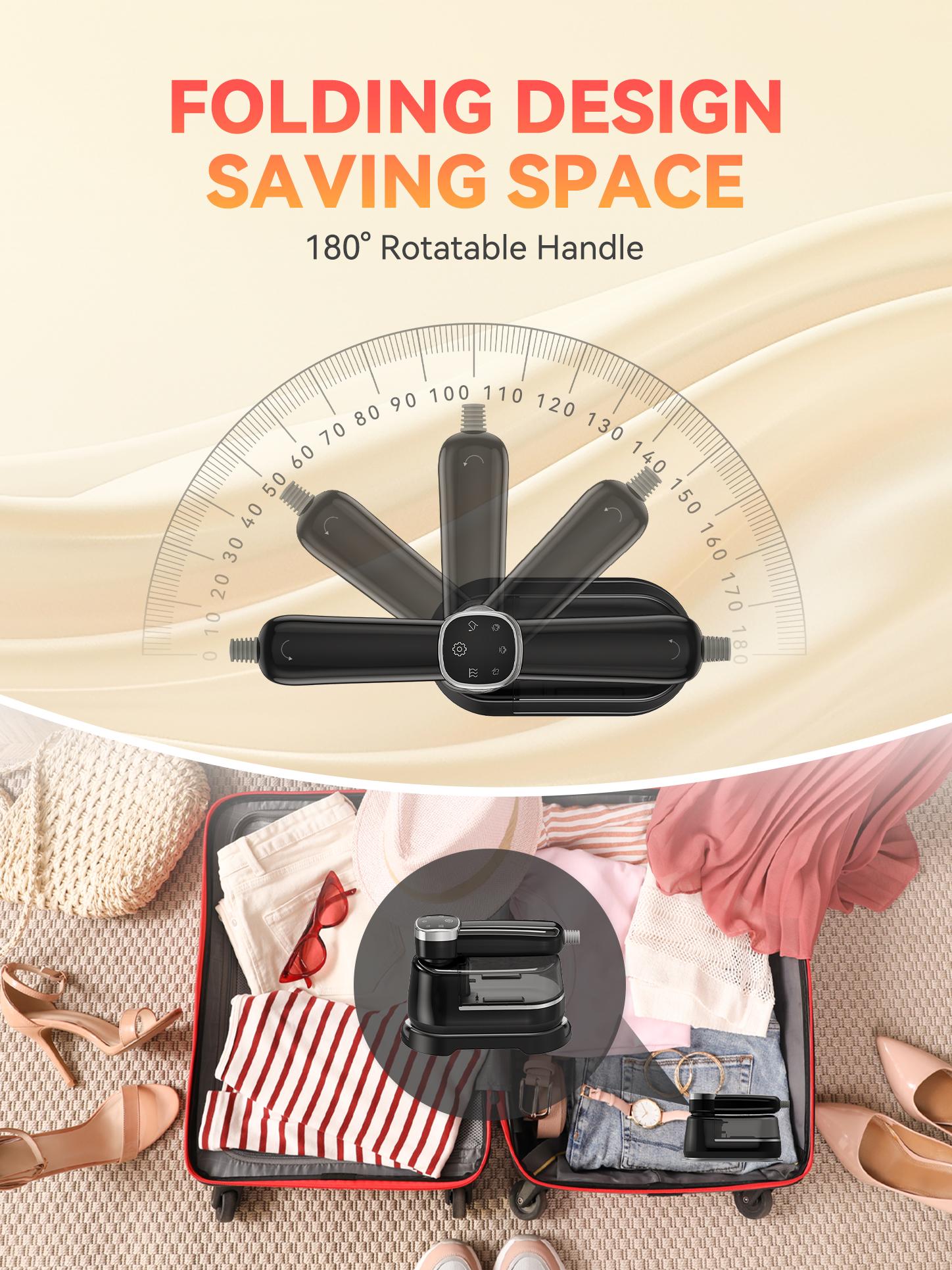 Portable Handheld Steamer for Clothes,10s Heat Up,1200W Steamer ＆ Iron 2 In 1,160ml Capacity Travel Size Garment Steamer,Large Ceramic Heat Panel for 110V~120V Only