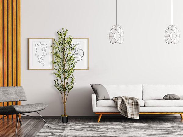 Artificial Olive Tree 7Ft/6Ft/5Ft Tall Faux Silk Plant for Home Office Decor Indoor Fake Potted Tree with Natural Wood Trunk and Lifelike Fruits Decorative Ornaments Wooden