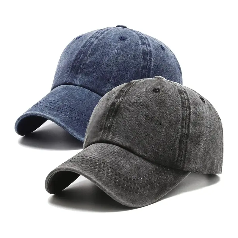 Unisex 2-Pack Lightweight But Durable Cotton Baseball Caps, Vintage Washed Distressed Dad Hats for Men & Women, Adjustable Casual Outdoor Wear Hat with Metal Buckle (Bag Accessory Charm), Baseball Cap Snapback, Men's Hats