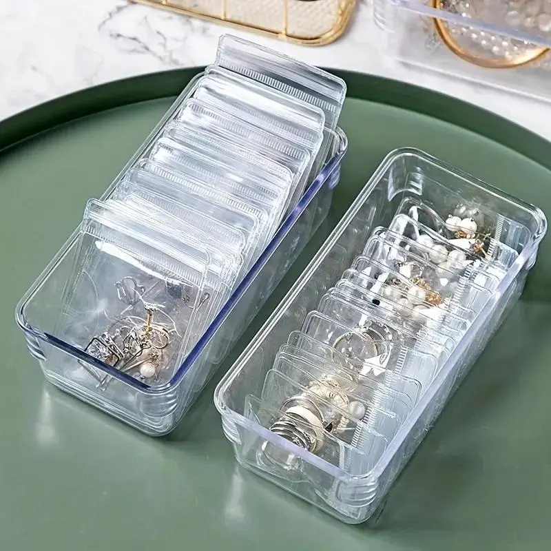 100pcs Jewelry Storage Organizer, Durable Plastic Organizers, Transparent Earring Display Case, Anti-Oxidation Self-Sealing Bags, Jade Beads String Holder, Jewelry Storage Unit, Jewelry Storage Box