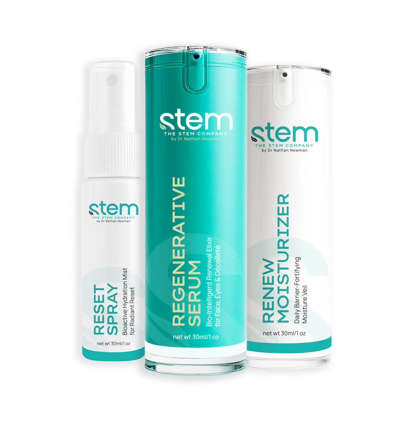 Summer Stem Bundle- Regenerative Serum, ReNew Moisturizer and ReSet Spray