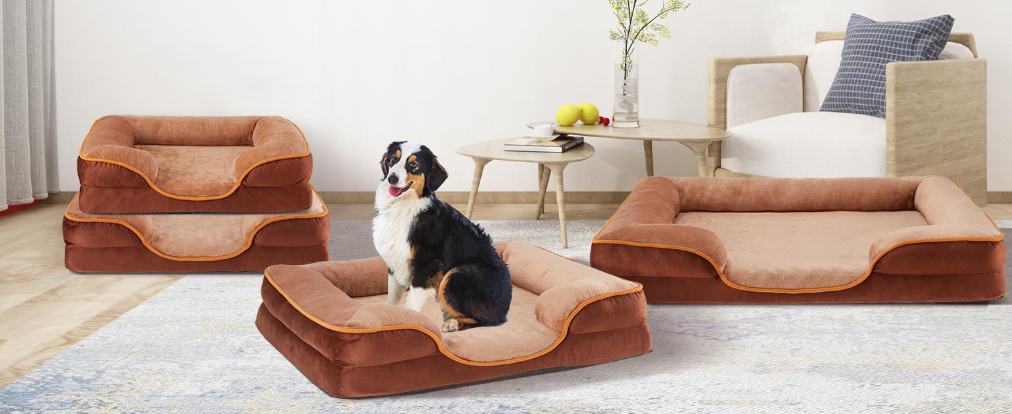 【Deal】Orthopedic Dog Bed, Memory Foam Pet Bed for Medium Dogs with Washable Removable Cover Non-Slip Base Waterproof Liner Egg Crate Foam