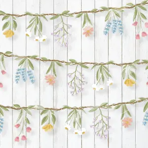 Flower Banner Wildflower Garland Floral for Enchanted Garden Theme Wedding Wild One Birthday Baby Bloom Fairy Tale Tea Market Spring Easter Supplies Woodland Cottagecore Party Decorations