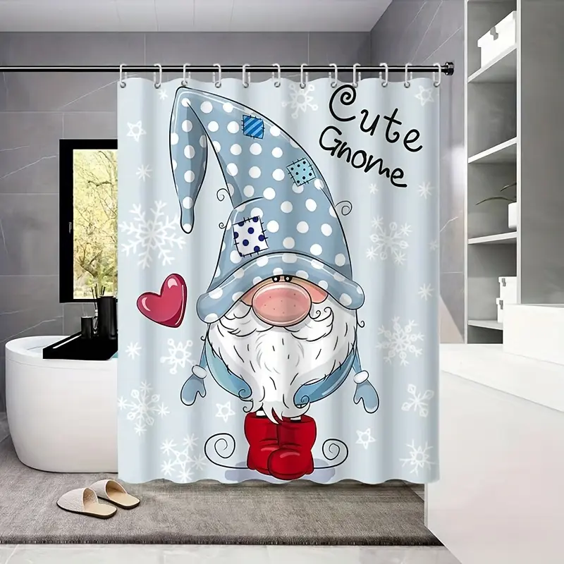 Cartoon Santa Claus Print High Quality Shower Curtain Bathroom Partition Curtain Shower Screen 1pc