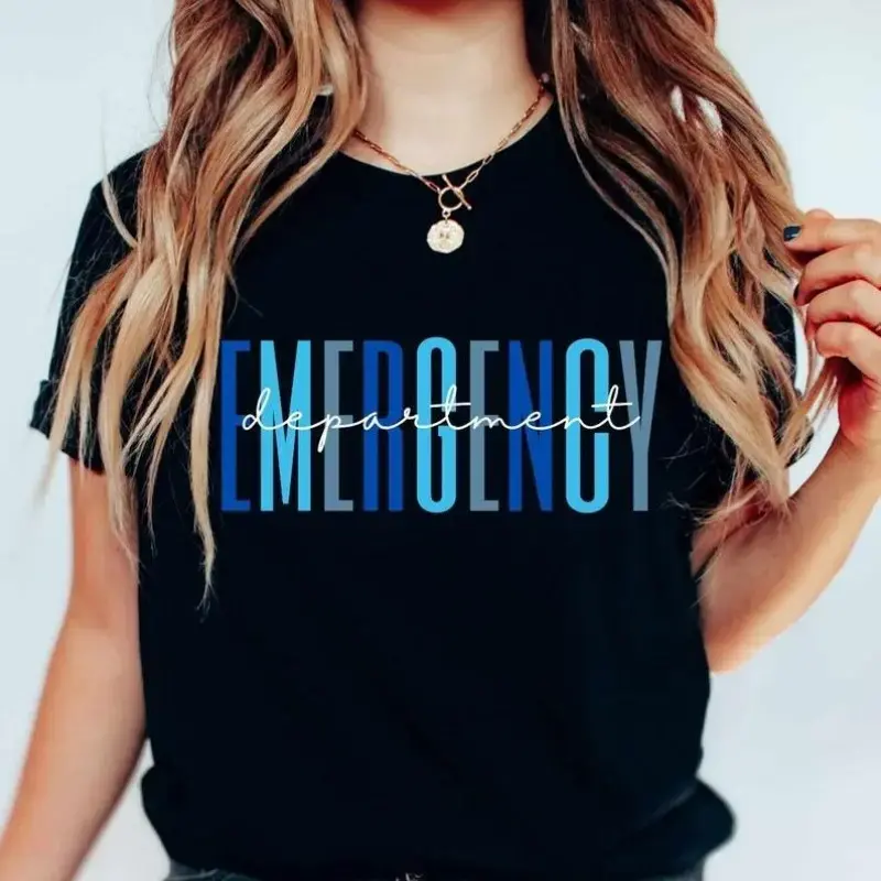 Emergency Department Shirt, ER T-Shirt, ED Nurse Tee Emergency Medicine ED Rn Registered Nurse Emergency Room Er Tech Shirt Er Nurse Gift Clothing Top Underwear Streetwear Casual Shortsleeve Crewneck Comfort Womenswear
