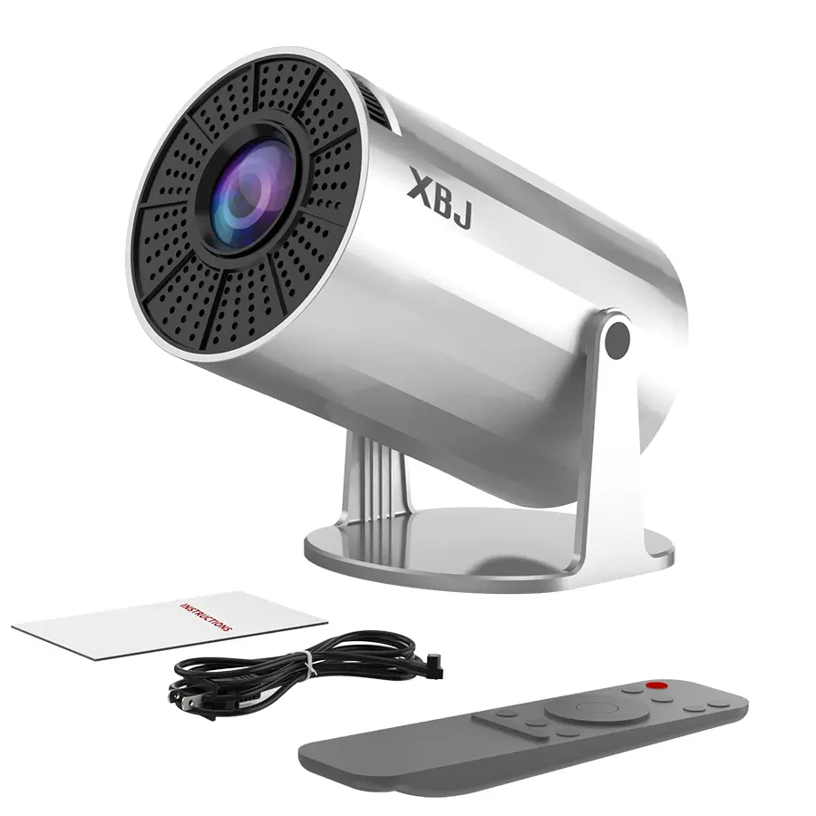 XBJ Mini Projector -4K portable outdoor projector with Bluetooth 5.2 smart portable projector running Android 11.0 OS, with manual calibration and aut.Portable Home Entertainment System with Remote Control & Cable, Ideal for Movie Nights & Casual Viewing