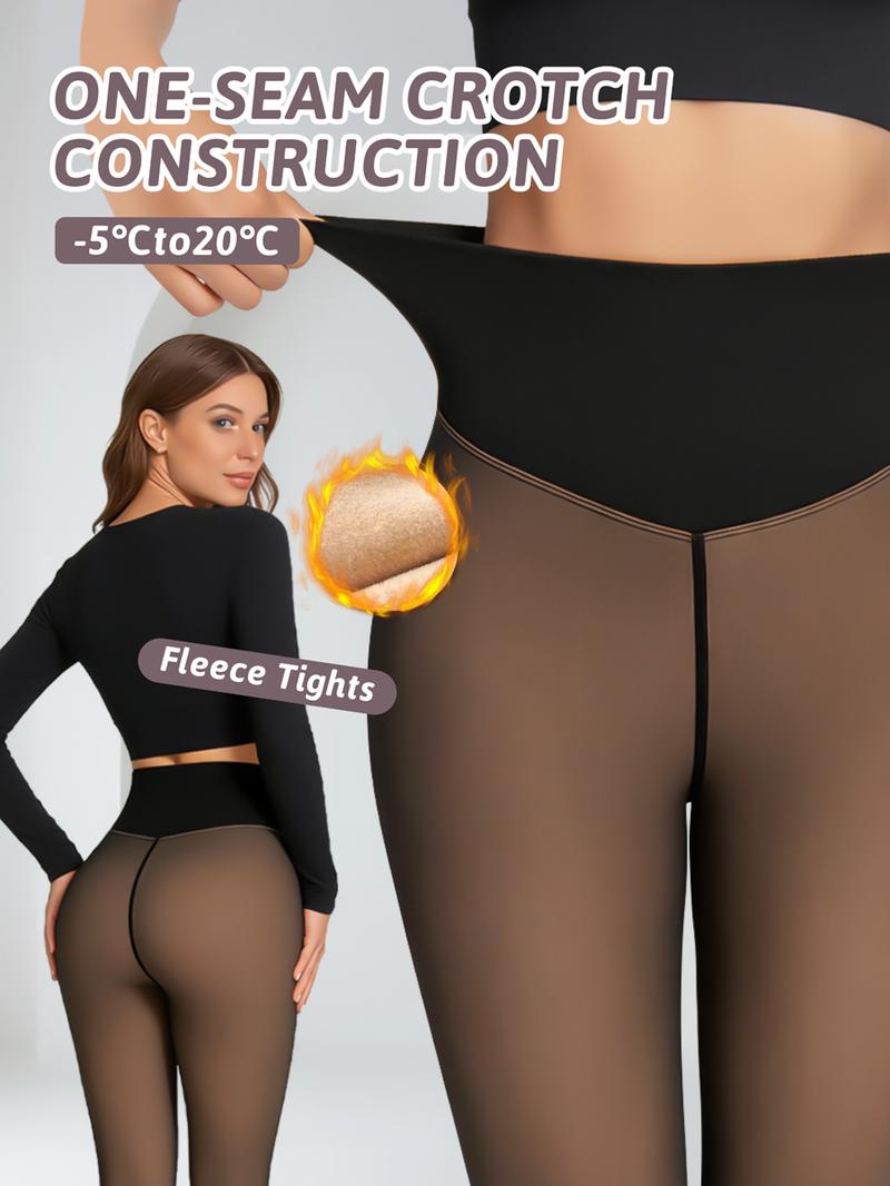 Winter Magic Fleece Uned Leggings One Seam Compression Band Fleece-lined Tights M To 3XL 6 Shades Closed Foot Magic Skin Pantyhose Plus Size Light Brownfu Big Black Women Minimalist