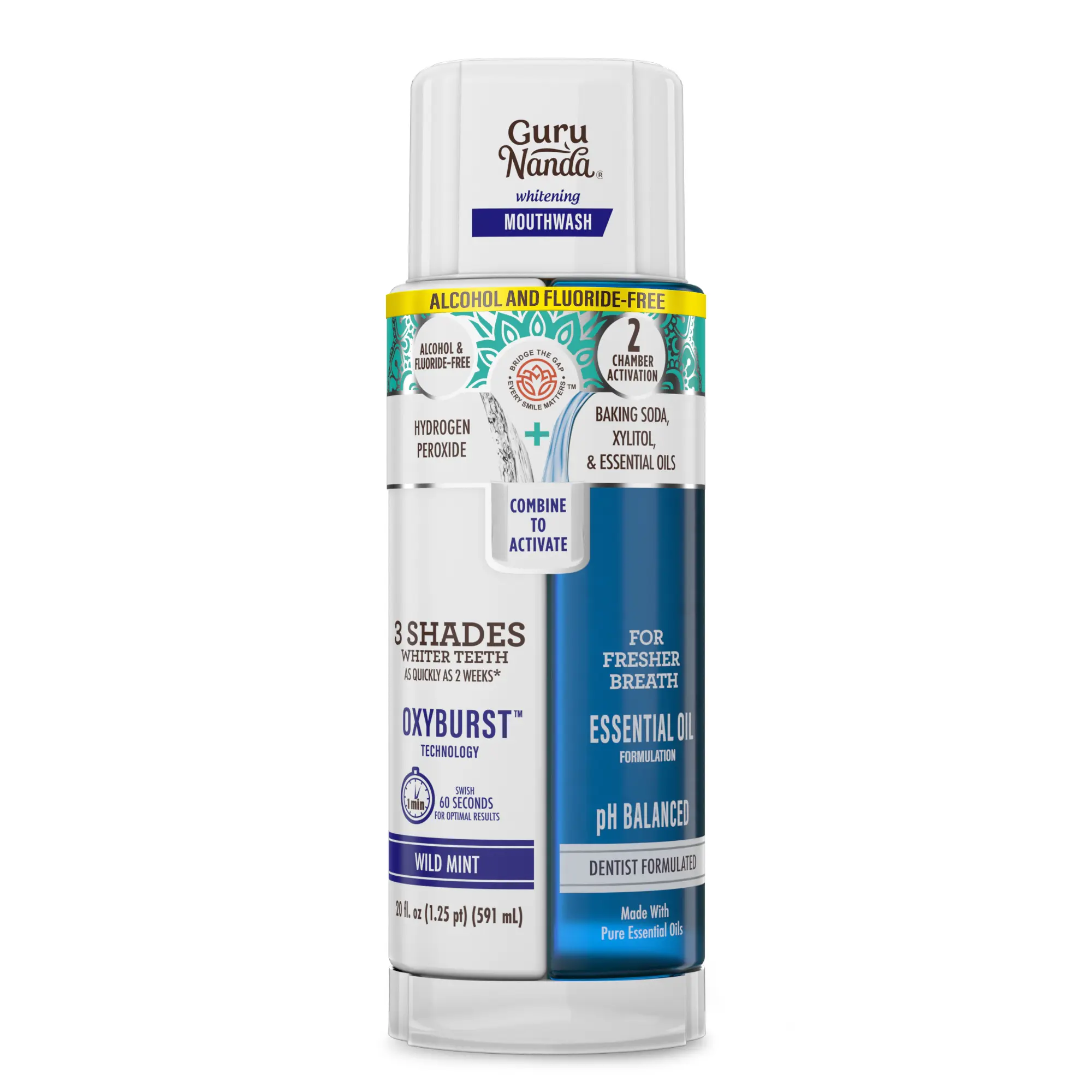 GuruNanda Whitening Dual Barrel Oxyburst Mouthwash (20 oz)