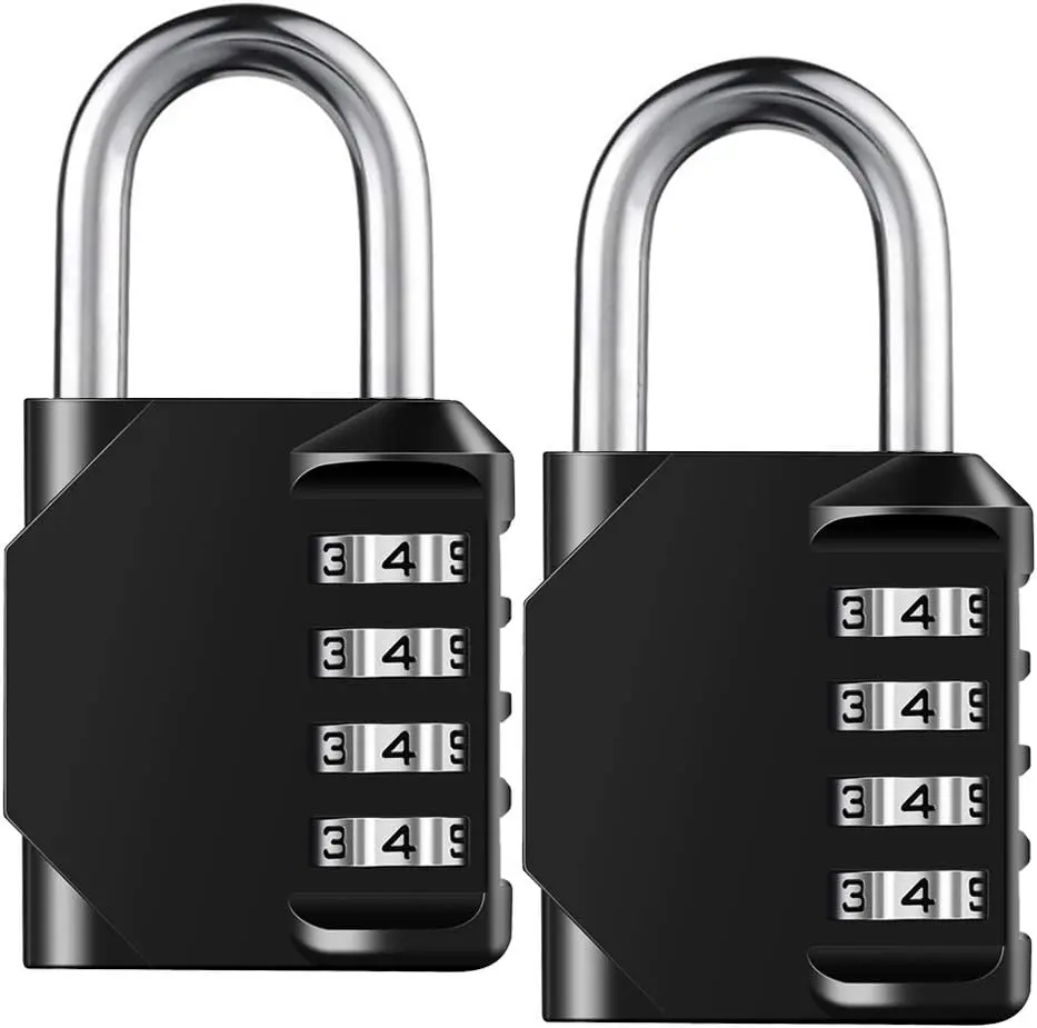 4 Digit Combination Padlock Set of 2, Resettable Heavy Duty Waterproof Lock, Outdoor Security Lock for Gym Locker, School Locker, Fence Gate, Toolbox, Hasp, Employee Locker, Travel & Storage Use Heavy Duty Security Padlock Set
