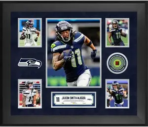 Jaxon Smith-Njigba Seattle Seahawks Framed 20" x 24" 5-Photo Collage with a Piece of Game-Used Football - Limited Edition of 500