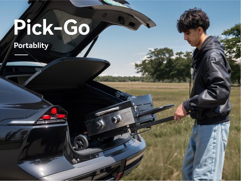 Kitchen Academy 27 Inch Flat Top Grill with Ceramic Coated Cast Iron Pan, 3-Burner Propane Gas, Nonstick Design, Stainless Steel Barbecue Home Food Kitchenware