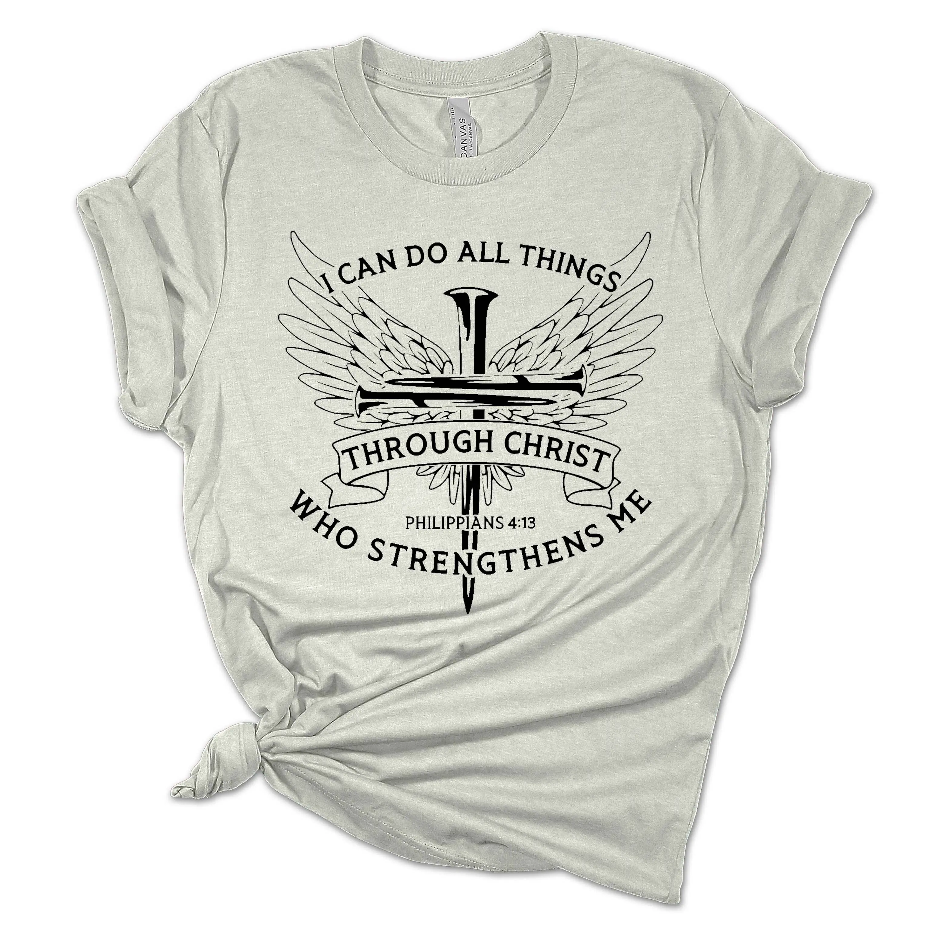 Trenz Shirt Company Women's Cotton Short-Sleeve Christian T-Shirt - Philippians 4:13 "I Can Do All Things Through Christ Who Strengthens Me" - Stylish Everyday Clothes