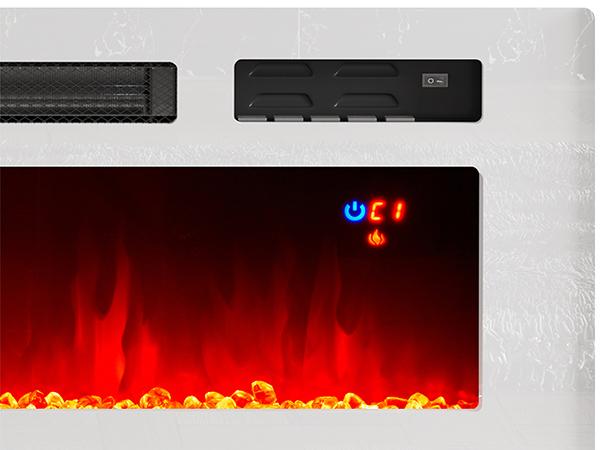 [Ships in 2 Boxes] VanAcc Fireplace TV Stand with Electric Fireplace, Modern High Gloss Entertainment Center with LED Lights, 2 Tier Console Cabinet for Living Room, Bedroom, Office, Remote Control, Multi-color available