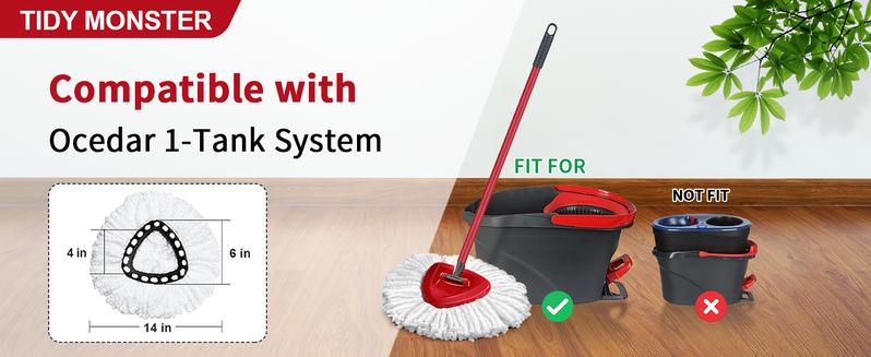 Mop Heads Refill For O-Cedar EasyWring Microfiber Mop Refills 1 Tank System Spin Mop Head Set & Stainless Steel Wire Scrub Brush Refill For o-cedar