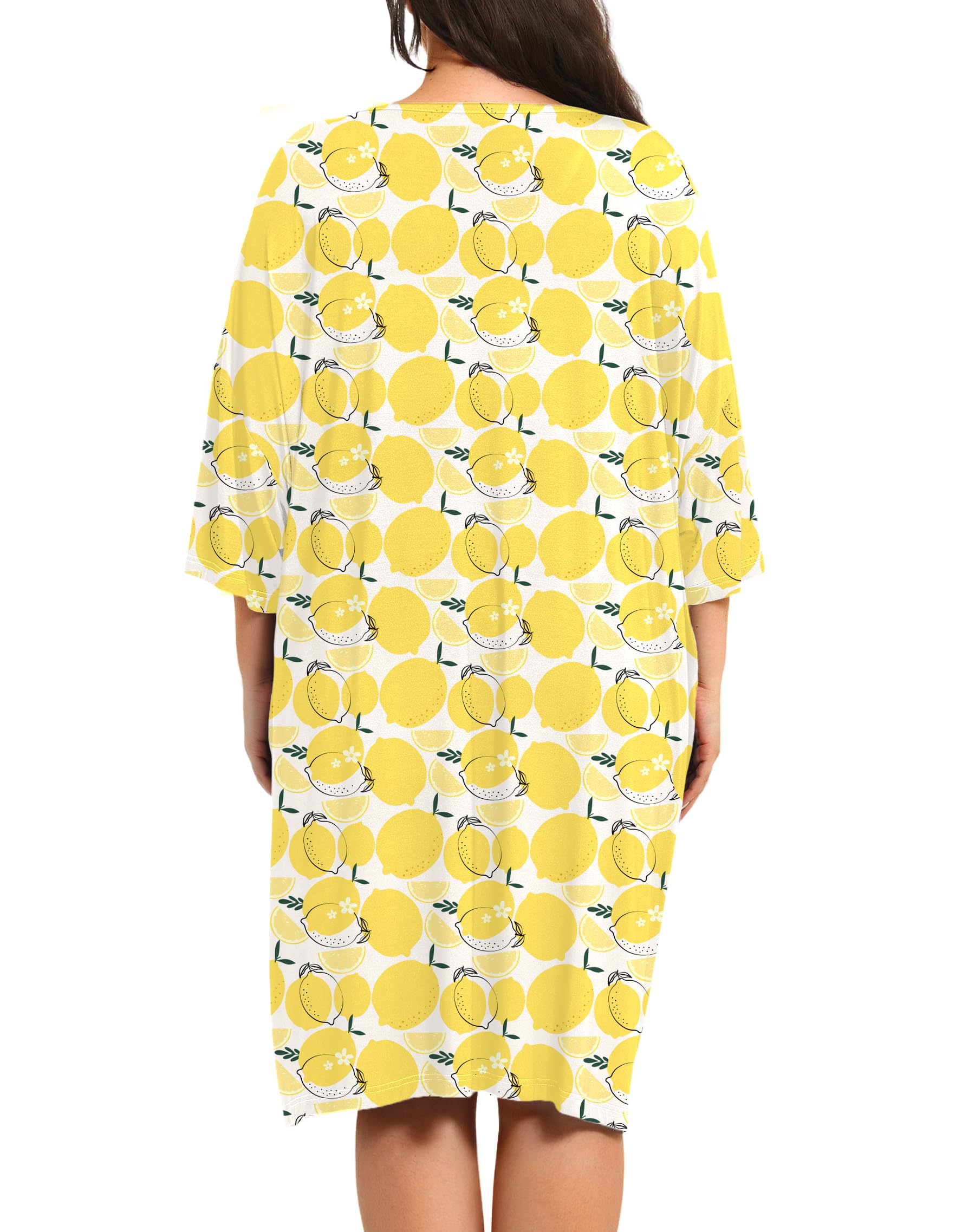 KFUBUO Plus Size Nightgown for Women V-Neck Sleep  Dress Pjs Lounge Short Sleeves Sleepwear With Pocket Fit S-5XL Pajamas Elastic Loungewear Breathable Fabric SpringStatements