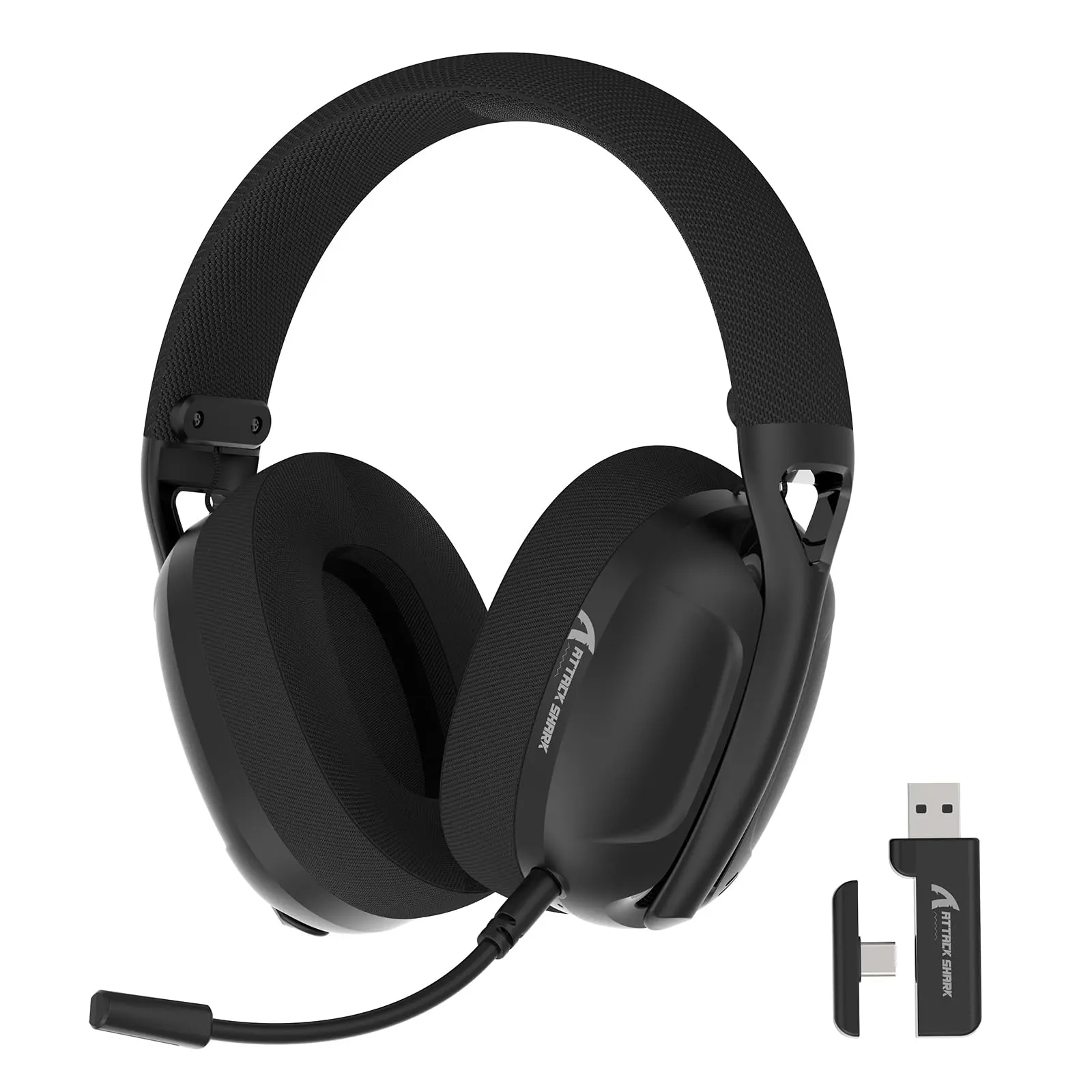 ATTACK SHARK Wireless Gaming Headset, Lightweight Over-Ear Headphones with Detachable Mic and USB Wireless Adapter, Stereo Sound Gaming Headset for PC, PS4, PS5, Switch, Windows Gamers