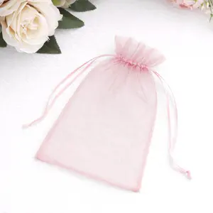 100 Pack Pink Organza Gift Bags with Drawstring, 5" x 7" – Wedding Party Favor Bags