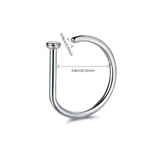 Geometric Shape Nose Rings Punk Style Pierced Stainless Steel 18K Golden Plated Women's Body Jewelry Nasal Septum Studs