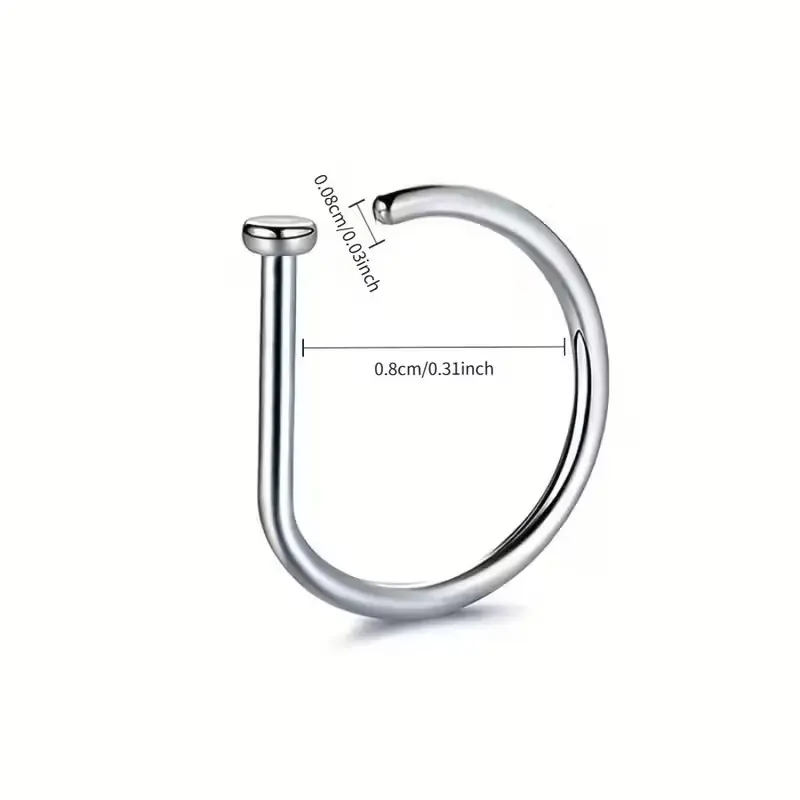 Geometric Shape Nose Rings Punk Style Pierced Stainless Steel 18K Golden Plated Women's Body Jewelry Nasal Septum Studs