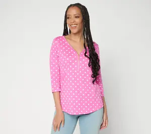 Belle by Kim Gravel Polka Dot Signature Zip Knit Top