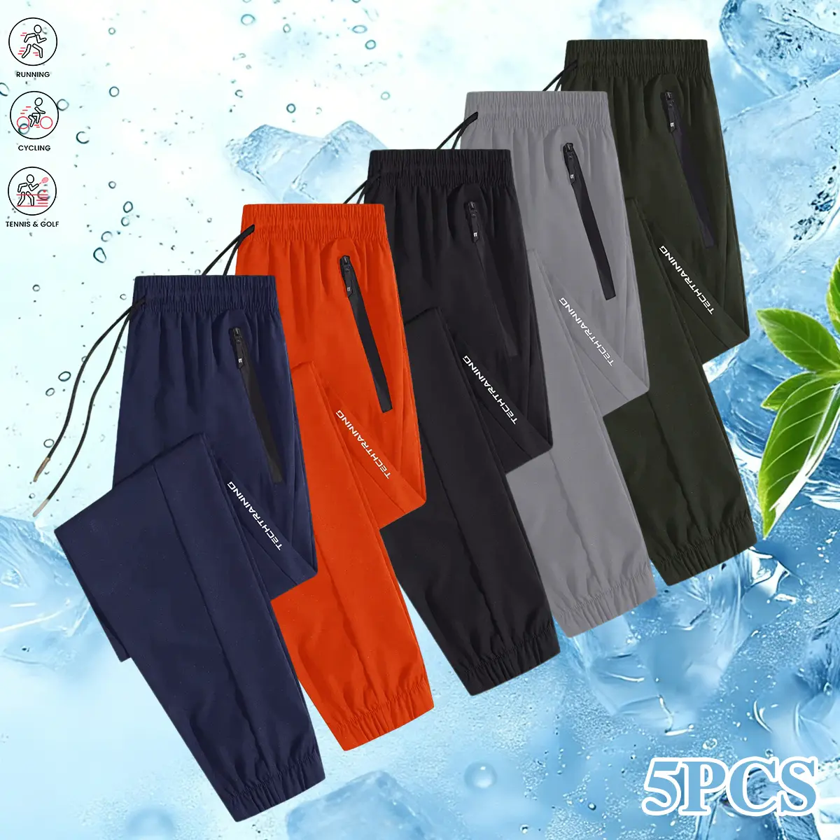 Men's Ice Silk Workout Joggers - Breathable Mid-Elastic Fabric, Elastic Waistband, Straight-Leg with Pockets, Solid Color, Machine Washable, Comfort Fit, Versatile, Durable, Fitness Trousers, Athletic Men's Pants, Gym to Street Transition Pants, Gym To St