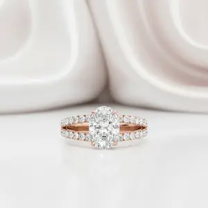 Rose Gold Split Shank Oval Cut Engagement Ring