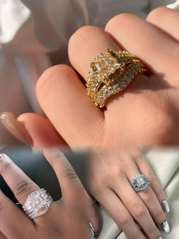 JJ CHIC Square Five-in-One Ring for Women, S925 Sterling Silver Micro Pave CZ Stones Halo Design - Perfect Gift for Girlfriend or Wife Jewelry Elegant Daily Wear Stunning Luxurious JJ CHIC Square Five-in-One Ring for Women, S925 Sterling Silver Micro Pave CZ Stones Halo Design - Perfect Gift for Girlfriend or Wife Jewelry Elegant Daily Wear Stunning Luxurious