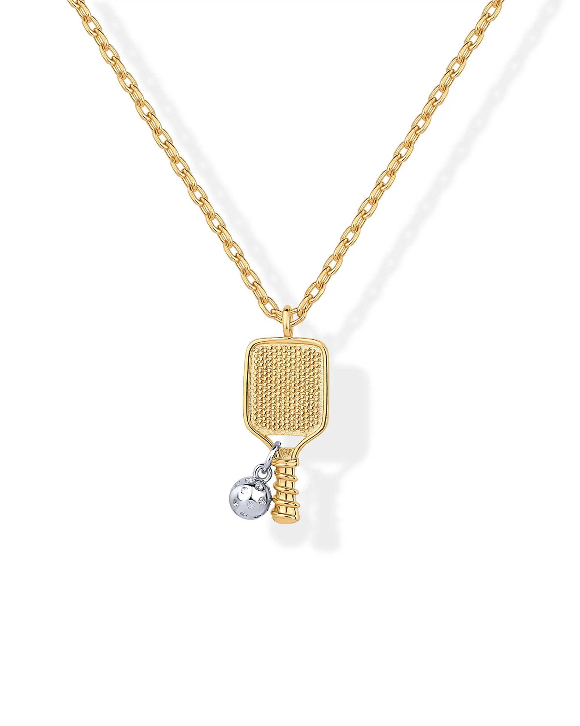 PAVOI 14K Gold Plated Pickleball Pendant Necklace for Women - Gold Sport Chain Necklaces