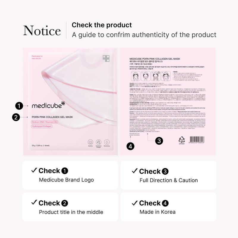 [medicube] PDRN Pink Collagen Gel Mask 4 Sheets Salmon DNA Color Changing Pink Glow Collagen Facial Mask Korean Skincare