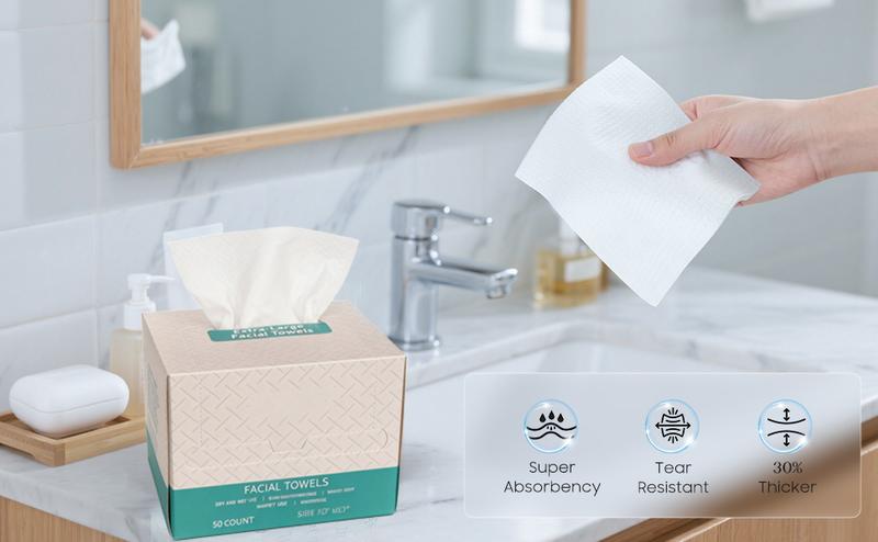 Extra Large Size Face Cleaning Towel (Single Use, Super Absorbent, Low Allergenicity and Soft) - Makeup Removal Towel, Caring for Your Skin, Giving You a Fresh and Luminous Look, Hygienic Towel, Suitable for All Skin Types Napkin