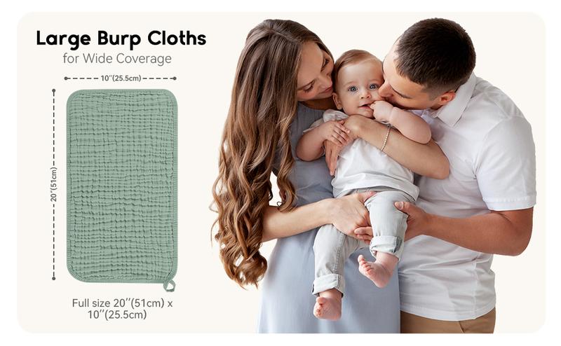Yoofoss Muslin Burp Cloths for Baby 100% Cotton Burping Cloths for Boys Girls Large 20''X10'' Extra Soft and Absorbent 10 Pack