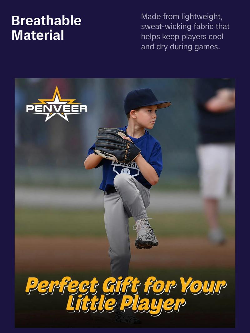 Penveer Pull-Up Youth Baseball Pants, Quarter Open Fly Boys Baseball Pants with Durable Snap & Elastic Bottom, T Ball Pants - (Grey)