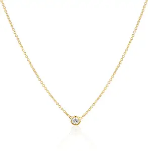 Women's 14K Yellow Gold Bezel Necklace