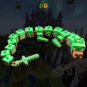 Articulated Earth Dragon Flexi - 3D Printed Pixelated Dragon Figure collectible