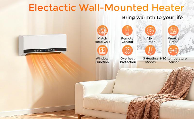 R.W.FLAME Wall Heater for Bathroom, 1500W Wall Mount Electric Heater with Remote Control, 24-Hour Timer, Weekly Timers, Easy to Mount for Bedroom, Office, And Home R.W.FLAME Wall Heater for Bathroom, 1500W Wall Mount Electric Heater with Remote Control, 24-Hour Timer, Weekly Timers, Easy to Mount for Bedroom, Office, And Home