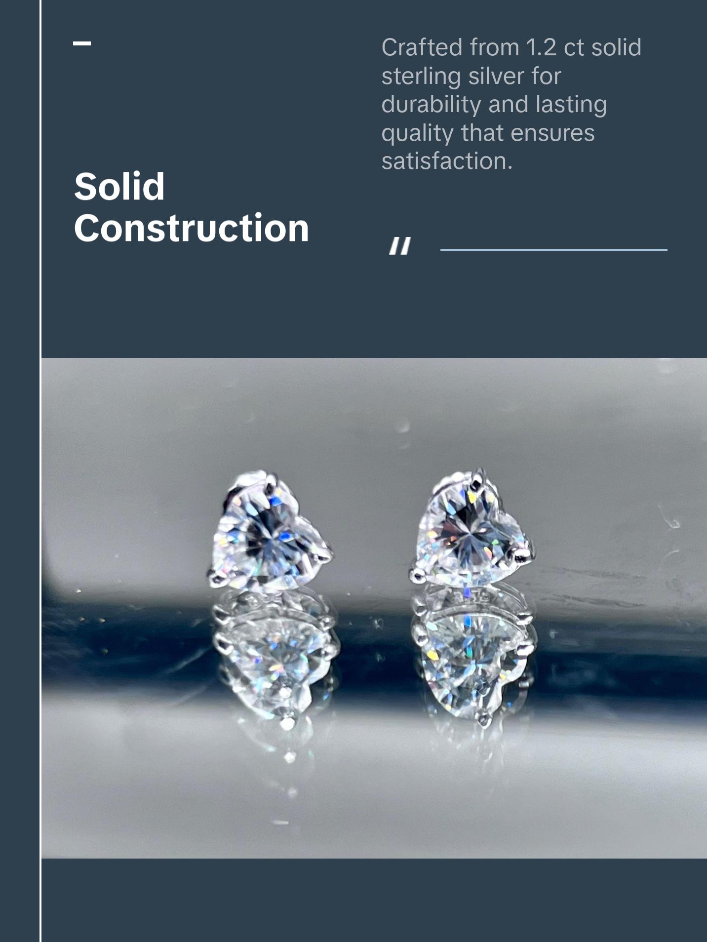 Heart Shaped Sterling Silver VVS Earrings