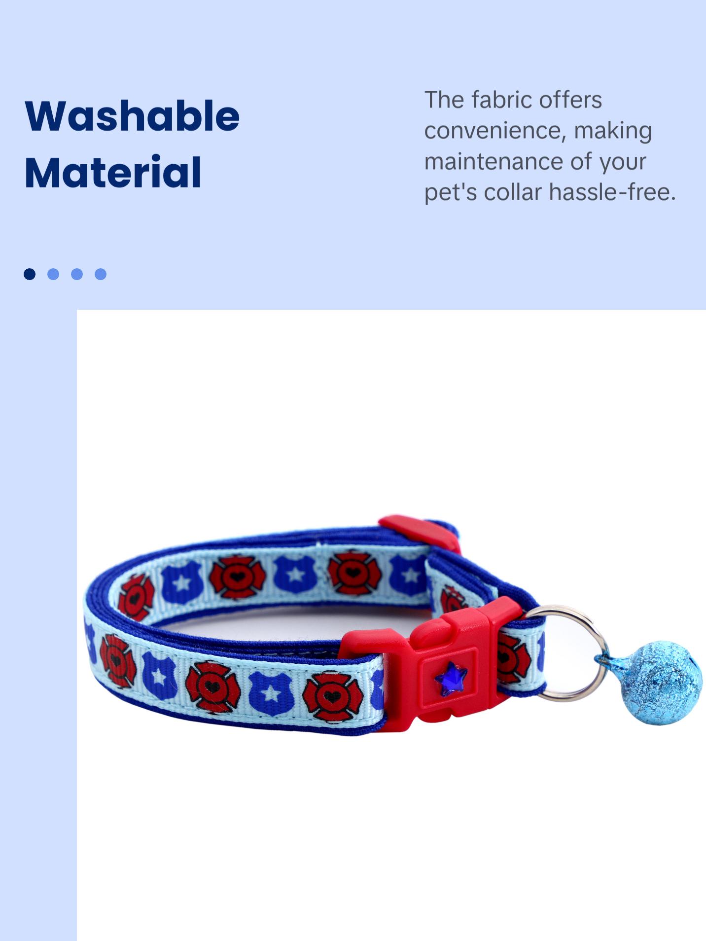 Firefighter and Police Breakaway Safety Cat Collar With Jingle Bell & Charm by Pugs2Persians Police Cop Law Enforcement First Responder Badge Fire Fighter