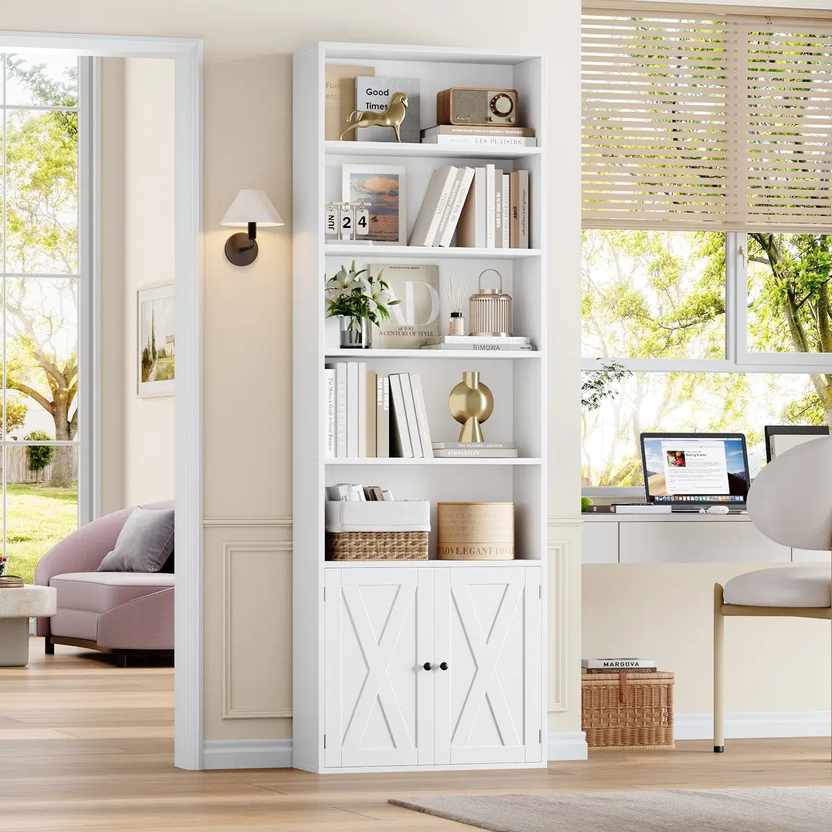 82" Tall Bookshelf And Bookcase, 7-Tier Floor Standing Bookcase For Home Office, Living Room