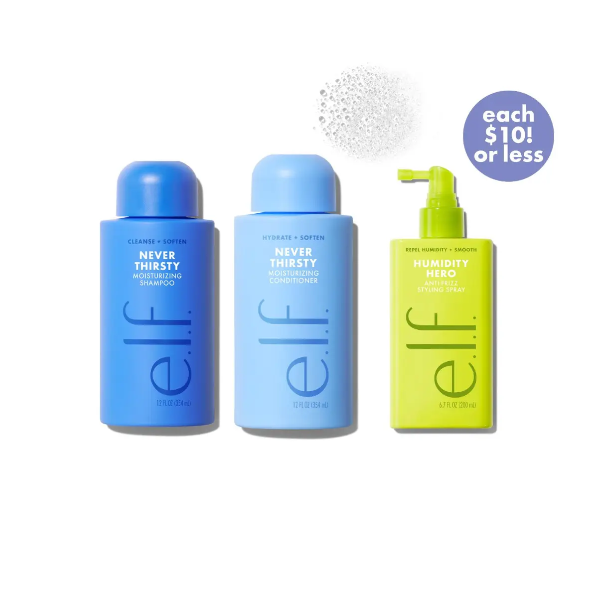 Frizz To Rizz Haircare Trio: Hydrate + Smooth + Repel Frizz For Every Hair Type (Shampoo + Conditioner + Anti-Frizz Styling Spray)