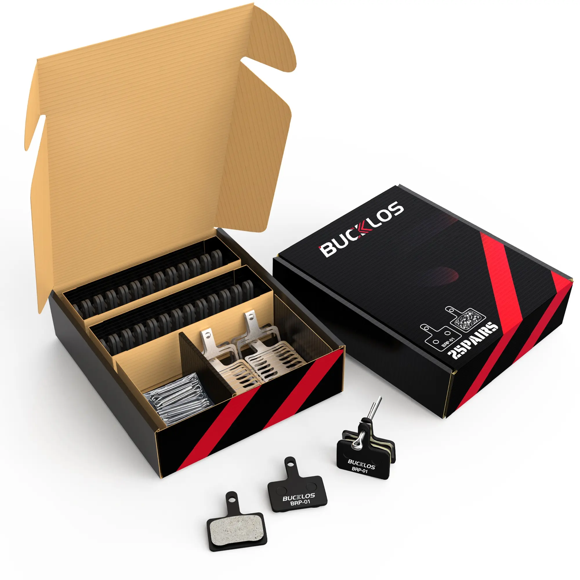 BUCKLOS 25 Pairs High-Performance Mechanical Road Bike Disc Brake Pads, Compatible with Shimano M575 M525 T675 M505 M495 & TRP Tektro, Essential Parts for MTB & E-Bike Cycling, Mechanical Road Bike Brake Bike Hydraulic